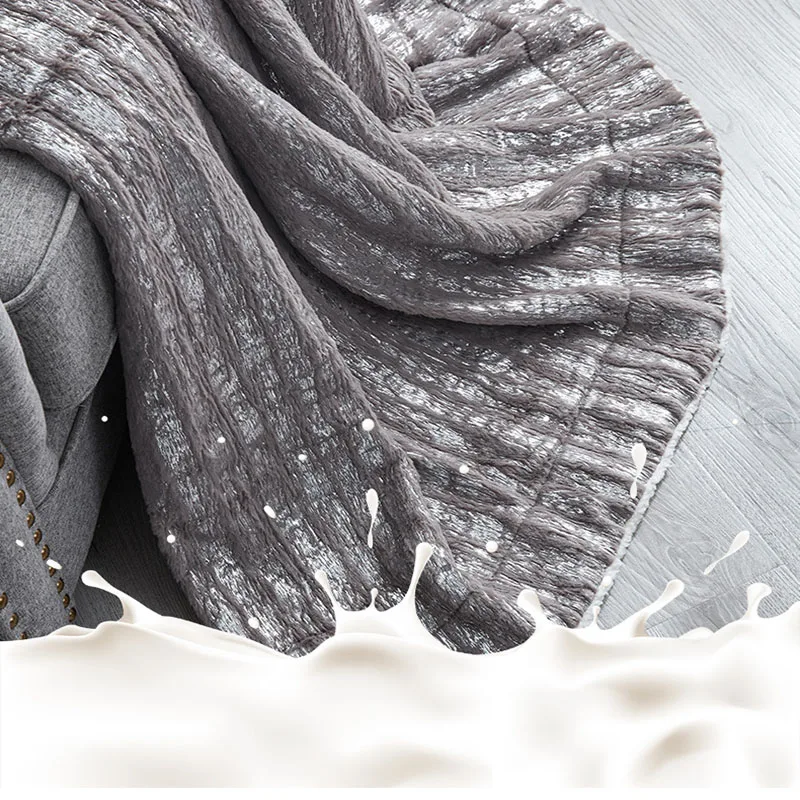 

Lamb wool PV velvet bronzing double blanket super warm soft Bark pattern Lunch break blanket travel sofa throw blanket bedspread