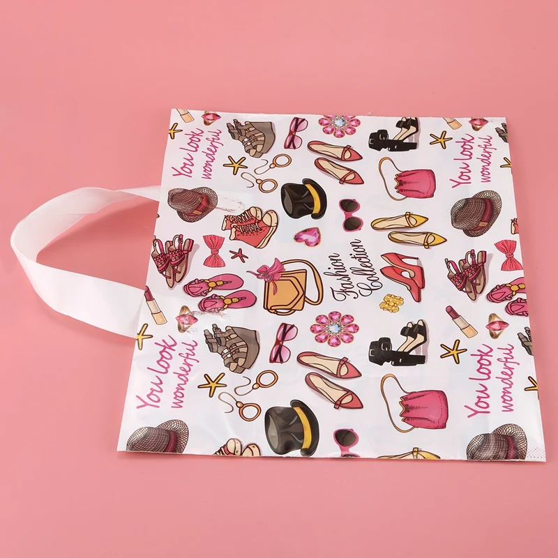 

50Pcs Gift Bags Plastic Shopping Bags Clothing Package Bags Party Supply Christmas New Year Gift Bags