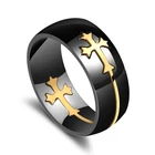 Женское и мужское кольцо с крестом Ramos, золотистого и серебряного цвета, черное кольцо из нержавеющей стали, мужское повседневное ювелирное изделие, обручальное разделяемое кольцо