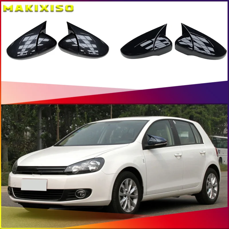 

2PCS Side Car Mirror Covers Caps for VW Golf 6 GTI 6 Golf 6 R MK6 R20 Touran Pair Wing RearView Mirror Case Cover Trim Cap Black