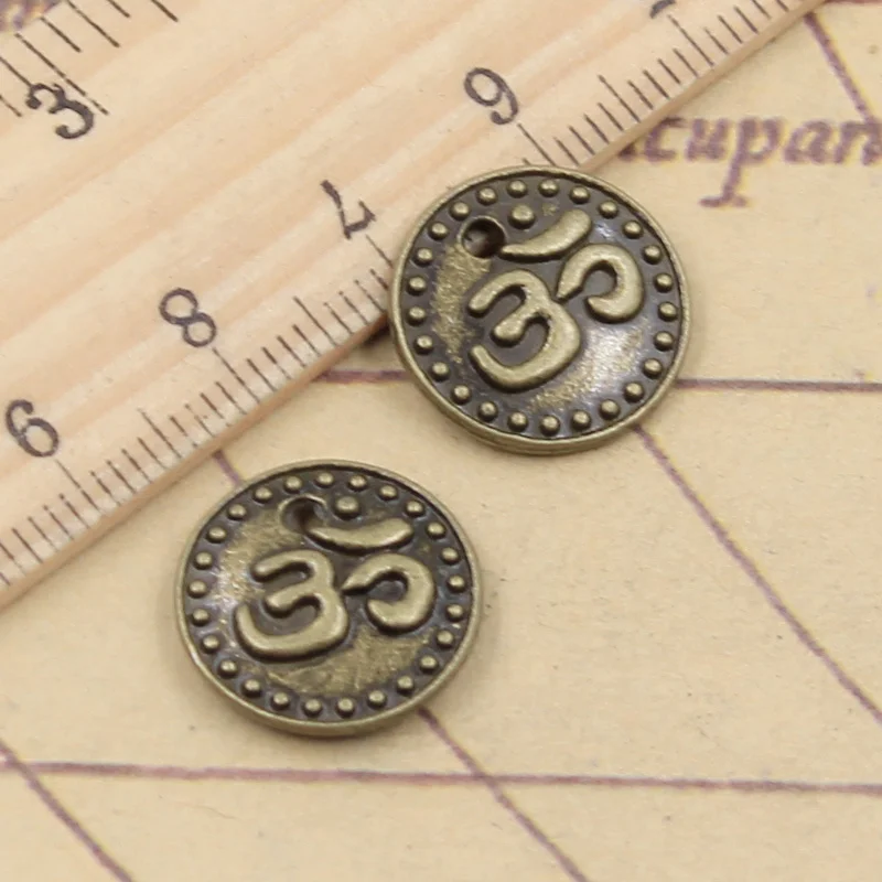 

10pcs Charms Double Sided Yoga Om 15x15mm Tibetan Bronze Silver Color Pendants Antique Jewelry Making DIY Handmade Craft Pendant