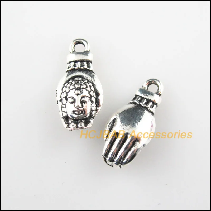 Новый 18 шт. Тибетский серебристый цвет ладони рук талисманы Будда Подвески 9x18mm |