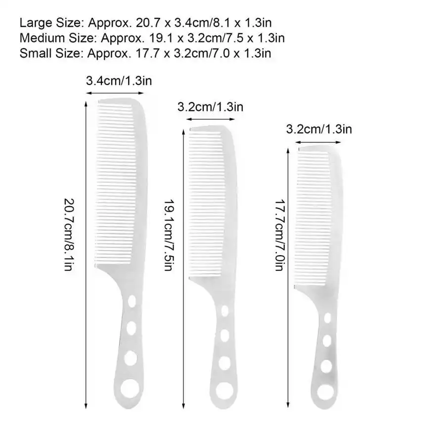 

Hair Comb 3pcs Metal Barber Comb Salon Barber Hairdressing Combs Thin Hair Cutting Styling Flat Combs Styling Tool