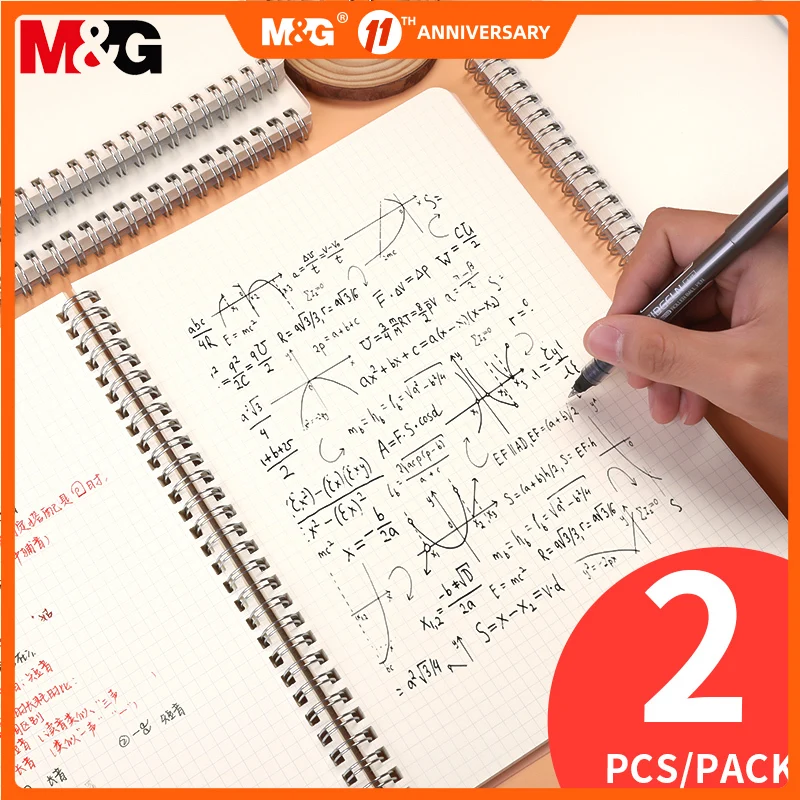 

M&G PP Double Spiral Notebook A4/A5/B5/A6 Checkered/Cornell/Horizontal Line/Blank Notepad Pocketbook Journal Diary Drawing Gift