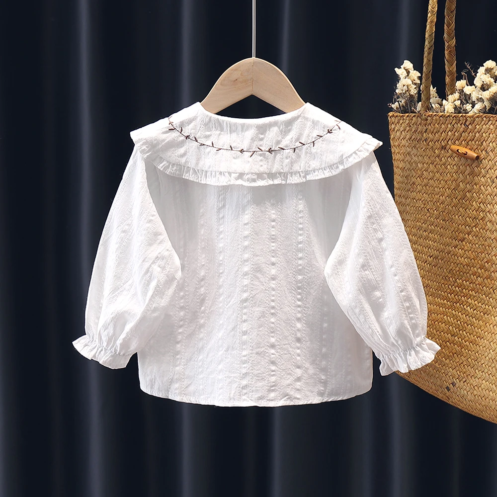 Spring Baby Girl Shirts for Kids Clothes Autumn Long Sleeve Girls Embroidery Shirt Infant Clothing Cotton 12M-8Y Tops | Мать и ребенок