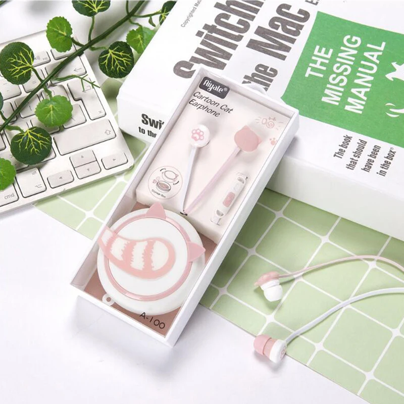 Котенок милый мультфильм наушники &quotКошка&quot красочные вкладыши 3 5 мм мини сумка