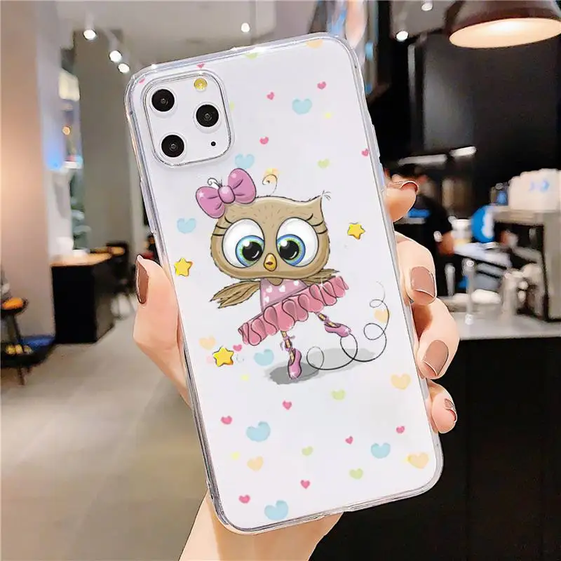 

Baby Cute Owl Phone Case Transparent soft For iphone 5 5s 5c se 6 6s 7 8 11 12 plus mini x xs xr pro max
