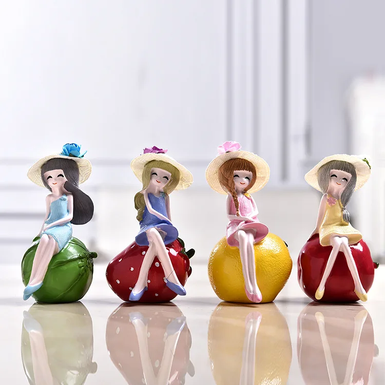 4 шт. креативная мода мультфильм Фрукты девушка торт украшения смолы подарок на
