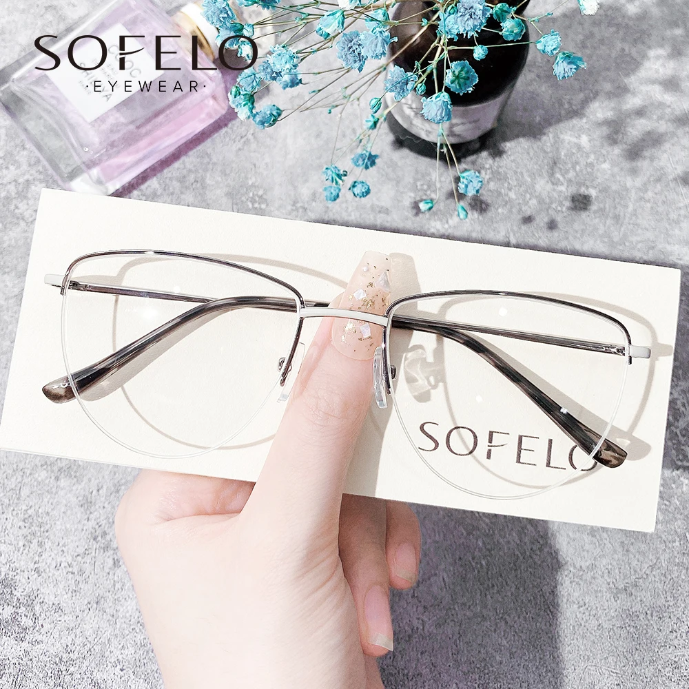 Женская оправа для очков полуободковая кошачий глаз коррекции близорукости из