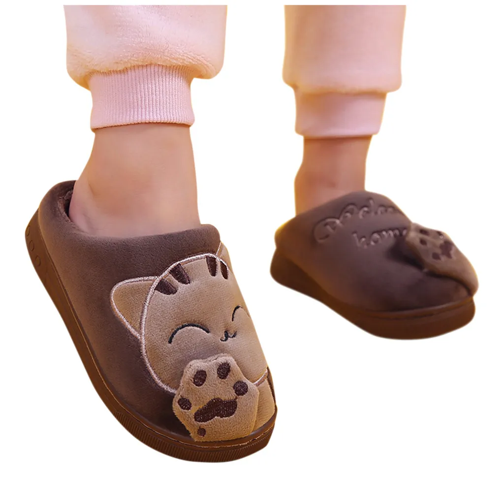 Детские Тапочки для малышей зимние маленьких мальчиков и девочек с рисунком кота
