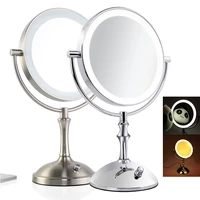 8desktop 8 inch makeup mirror 2 face metal mirror 3x 5x 10x magnifying cosmetic mirror led lamp adjust the brightness