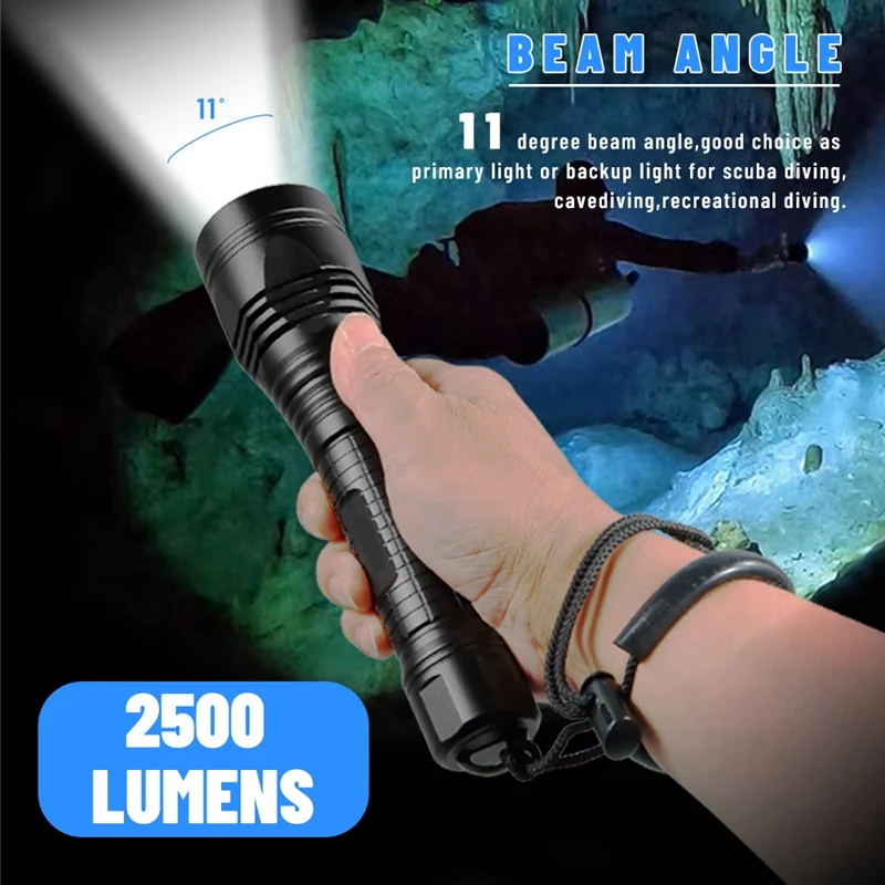 値段 XHP70.2 Led白色光2500LMスキューバダイビング懐中電灯水中150メートル26650トーチハイパワースピアフィッシングライト