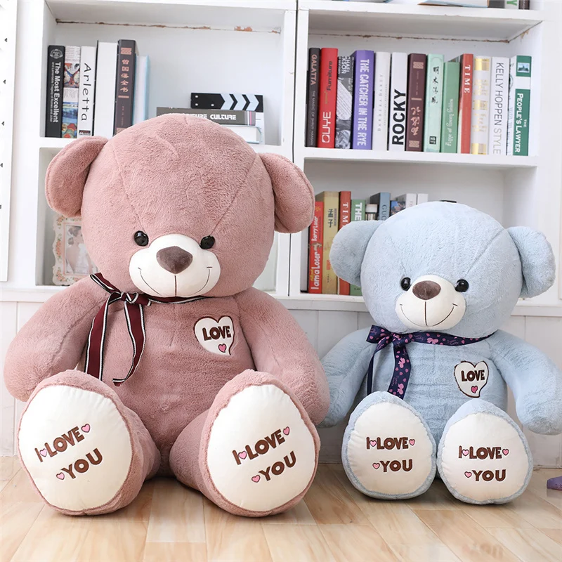 1 шт. большой плюшевый мишка I Love You, большая плюшевая игрушка, галстук-бабочка, плюшевый мишка, мягкий подарок на день Святого Валентина, День рождения, девочки, Brinquedos