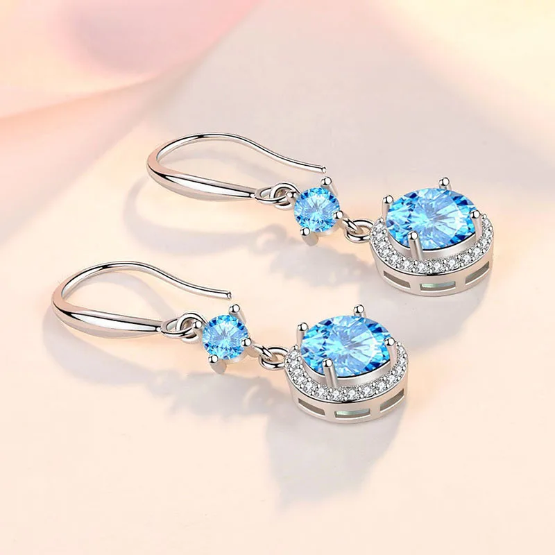 

925 Sterling Silver Round Bead Charm Stud Earring For Women Girls Party Wedding Jewelry Pendientes Accessories eh228