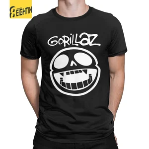 Laugh Out Cartoon Gorillaz Men's T Shirt Virtual Band Music Humorous Tees Short Sleeve O Neck T-Shirts Pure Cotton 4XL Clothes