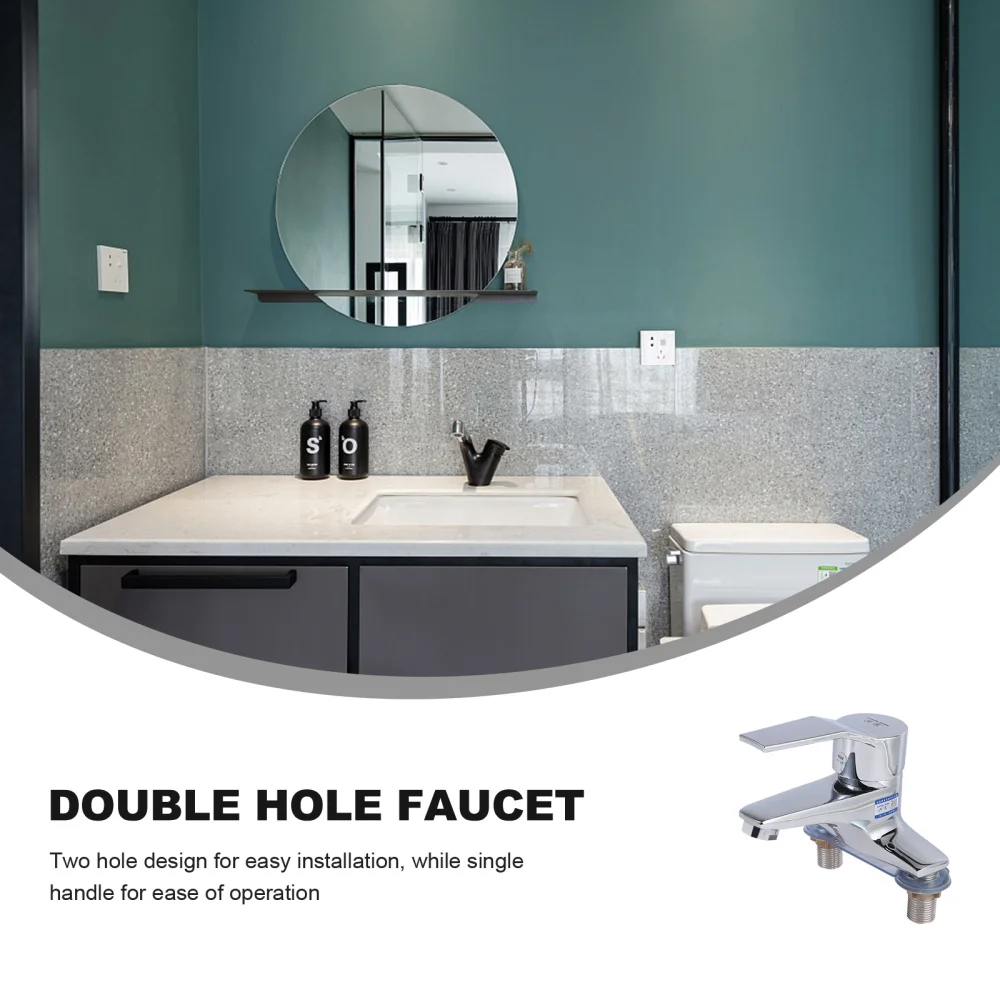 

1PC Copper Double Hole Connection Hot Cold for Bathroom Toilet Kitchen Sink
