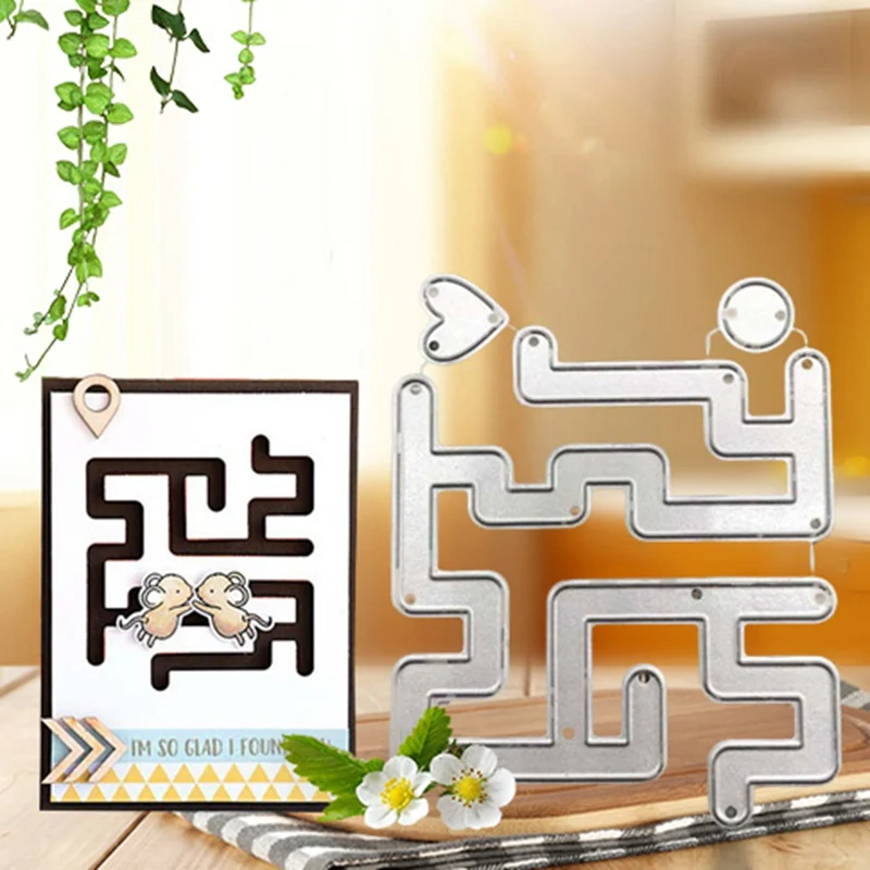Милый лабиринт в форме сердца металлические трафареты для резки изготовления
