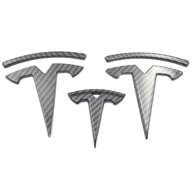 For Tesla Model 3 Logo Decal Wrap(Carbon Fiber Black