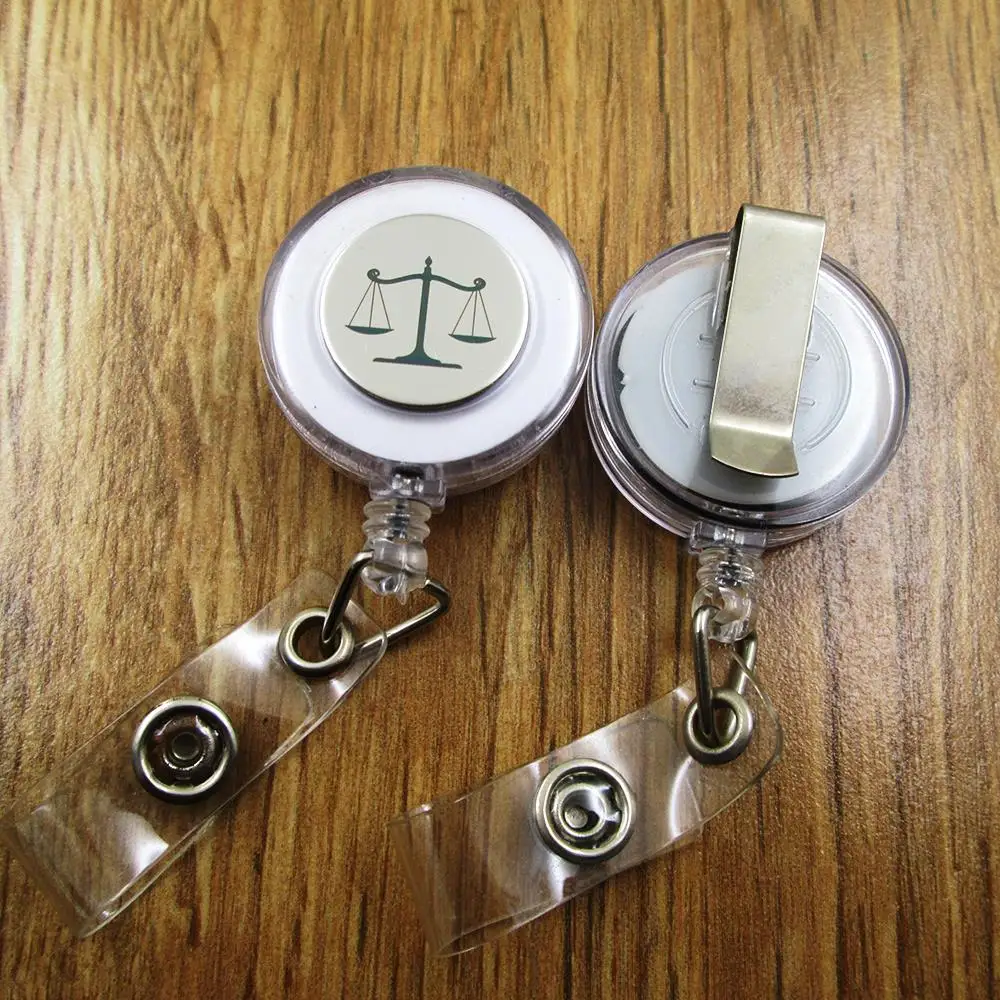 Law Scale ID Badge Reel gift for him/her friend family retractable recoil id badge holder work fun