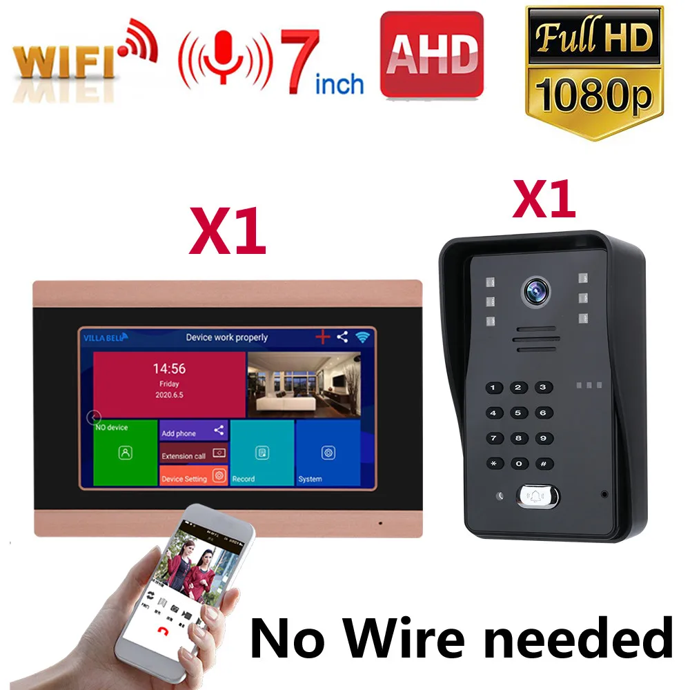

Беспроводной видеодомофон с Wi-Fi, дверной звонок, наборы домофонов, система 1080P AHD, Наружные камеры, разблокировка телефона, запись монитора
