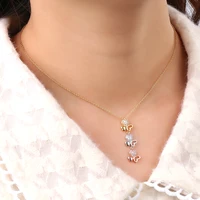 2021 new fashion women necklace shiny 3 plated color zircon clavicle chain woman wedding jewelry birthday gift smart choker