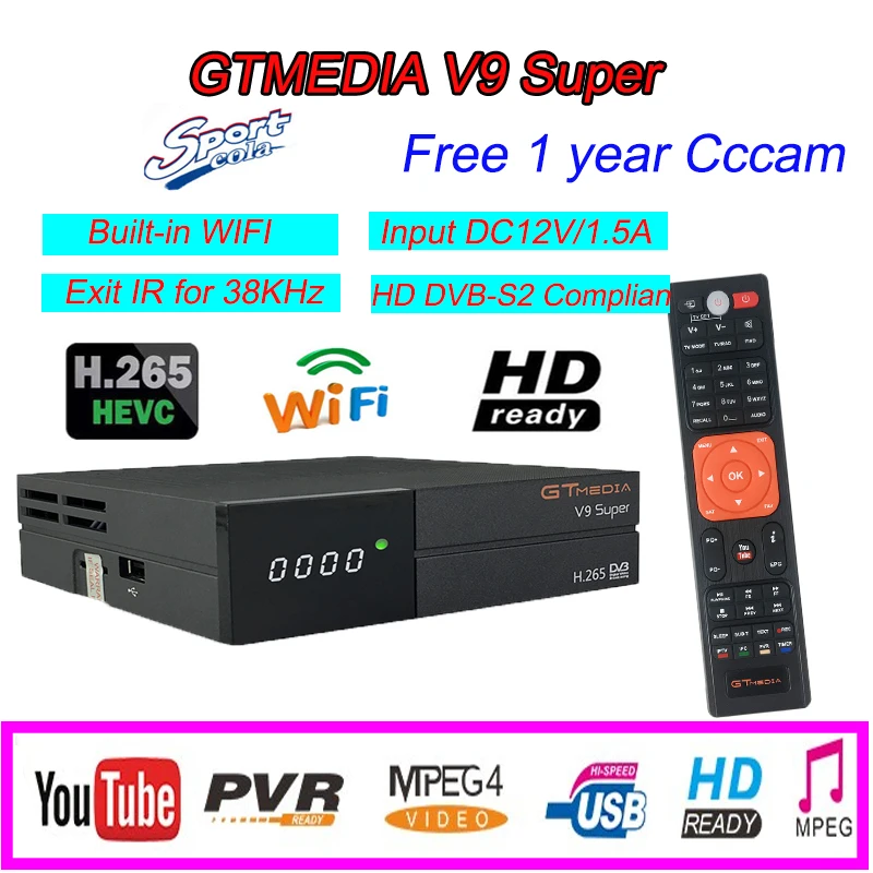 Freesat Satellite Receiver GTMEDIA V9 Super HD 1080P DVB-S2 H.265 Satellite Decoder free 1year 7line Spain cccam same as v8 nove
