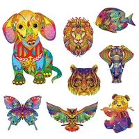new 2021 lion puzzle 3d wooden puzzle children wooden diy crafts animal modeling decompression toys classic toys wooden puzzles