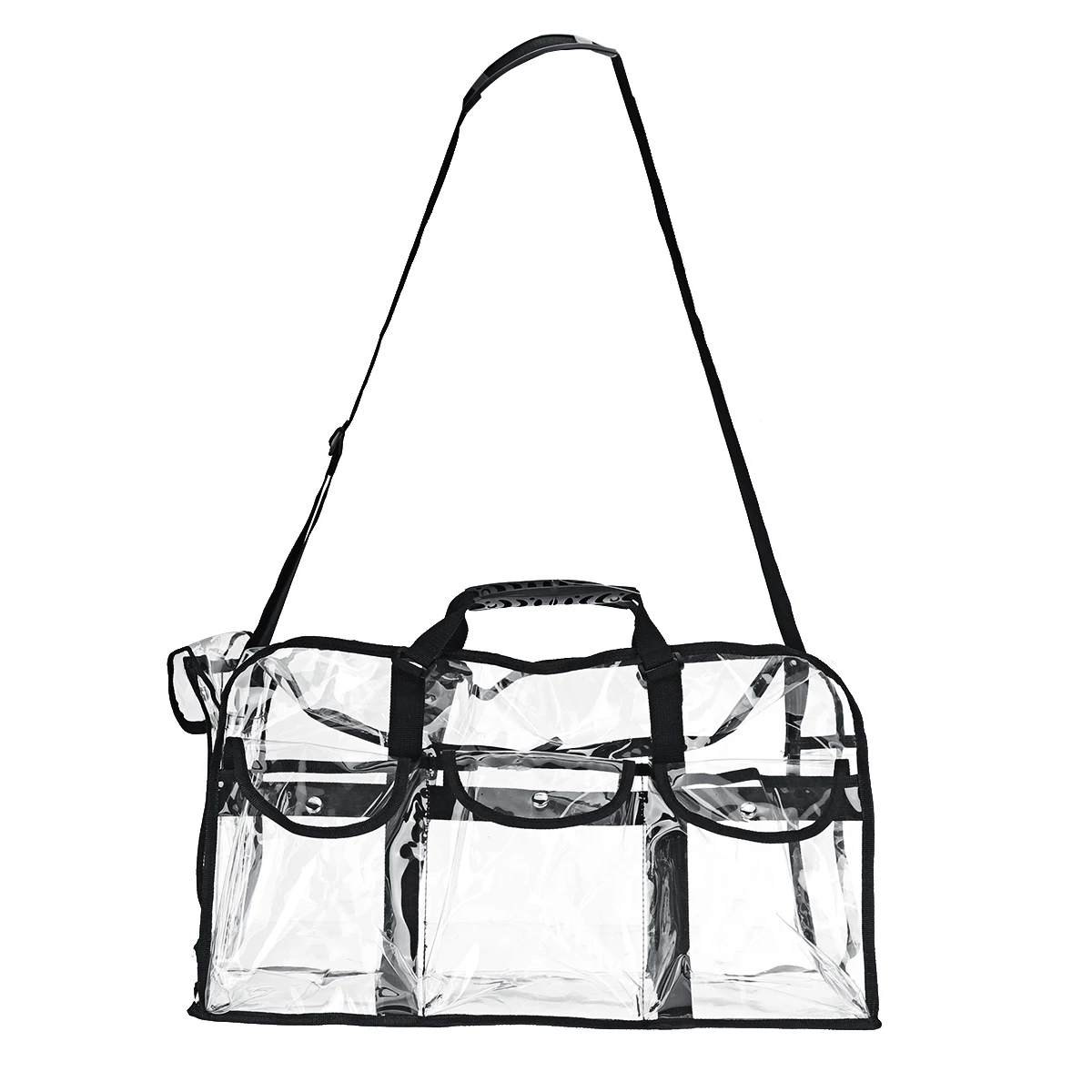 

PVC Cosmetics Bags Transparent Travel Tote Bag Waterproof Make Up Organizer Bag External Pockets Toiletries Adjustable Strap