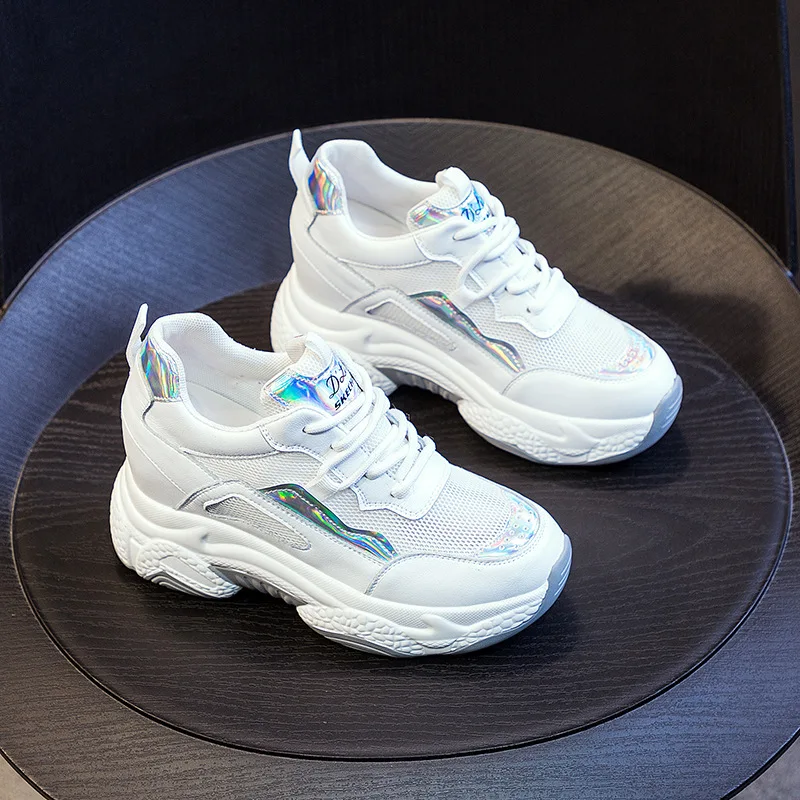 

Women Platform Chunky Sneakers High Lace-up Casual Vulcanize Shoes Luxury Designer Old Dad Fashion Wedge Sneakers