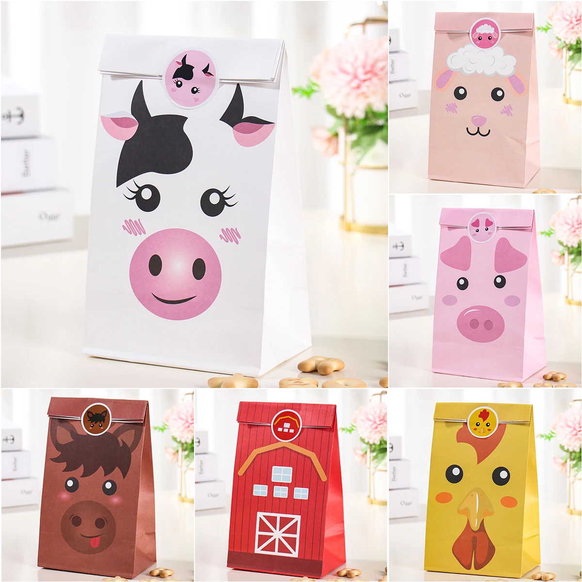 

12pcs Candy Gift Box Cartoons Farm Animals Jungle Animal Safari Party Supplies Birthday Gift Bag Decorations Baby Shower Decor