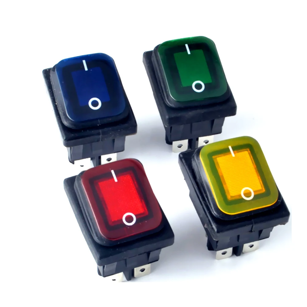 

1PC 4PIN Heavy Duty Waterproof Rocker Switch 220V Light Illuminated 16A 250VAC 20A 125VAC DPST Switch