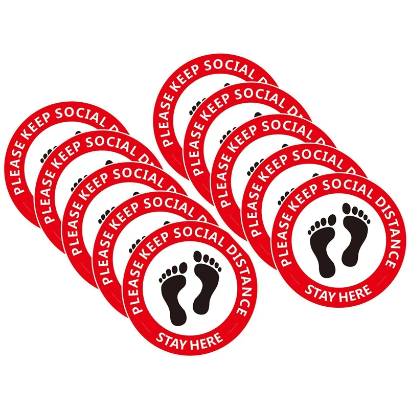 

Social Distancing Floor Decals Sticker 10 Pcs Removable Safety Floor Signs Round Signs Waterproof Anti-Slip Sticker