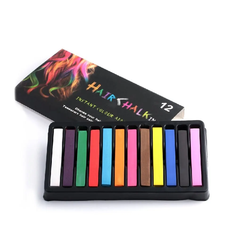 

12 Colors Disposable Hair Dye Pen Temporary Hair Color Chalk Dyed Hair Powder Chalk One-Time Hair Dye Pen Color Pen
