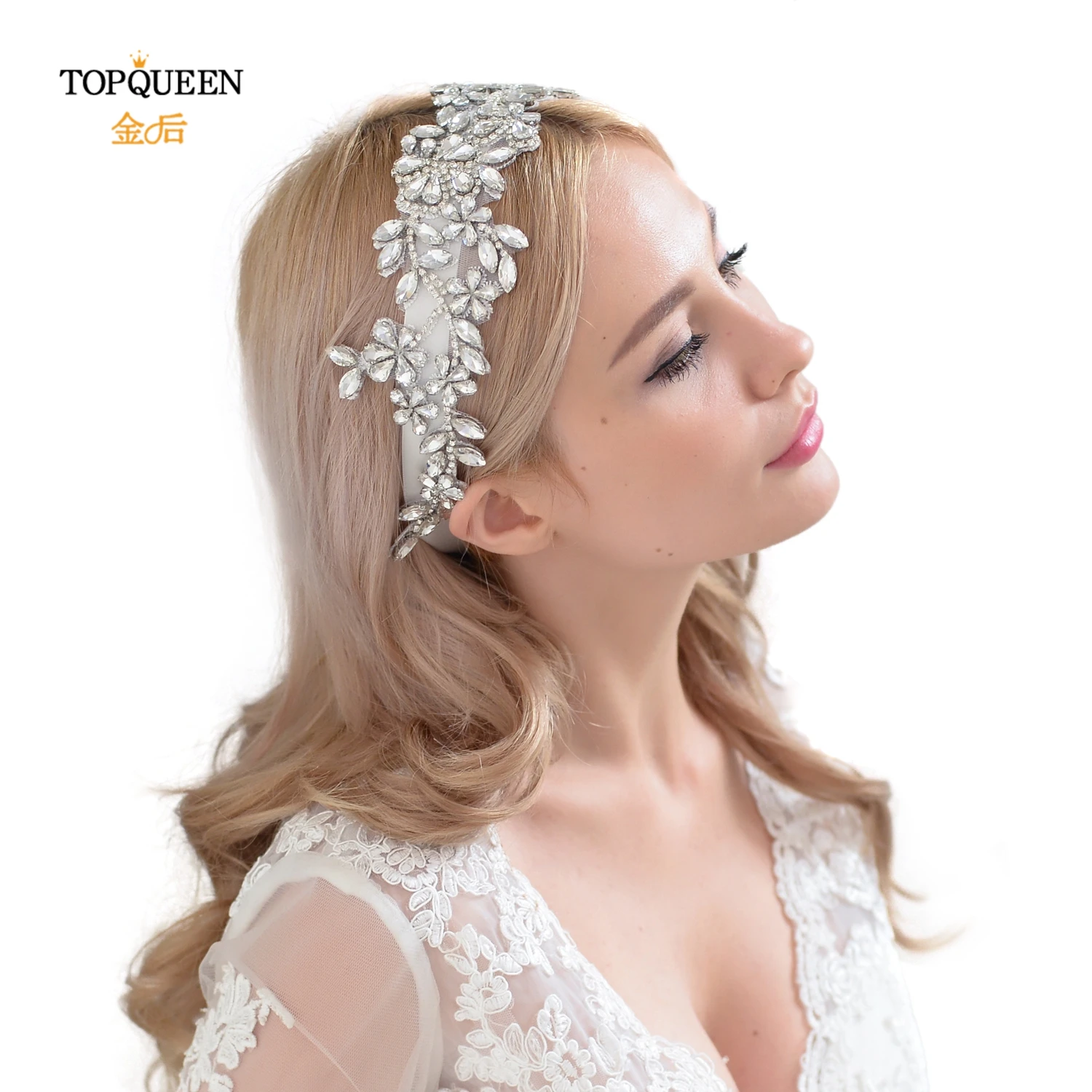 TOPQUEEN H283 классические свадебные повязки на голову с Стразы и со стразами лента для