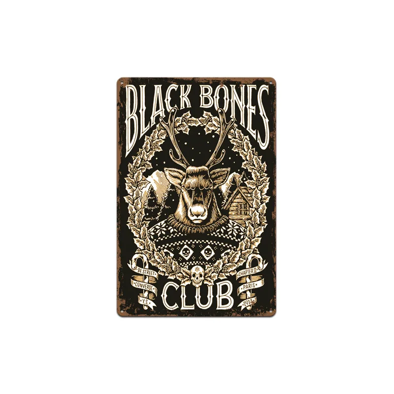 Потертая стена металлические жестяные знаки Рождественский олень домашний