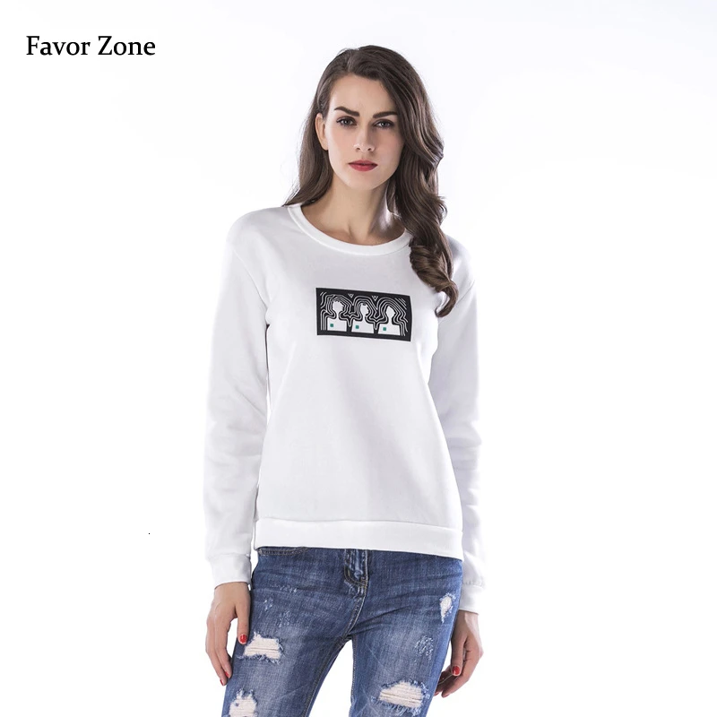 Женский флисовый свитшот с круглым вырезом принтом|Женские толстовки и свитшоты|