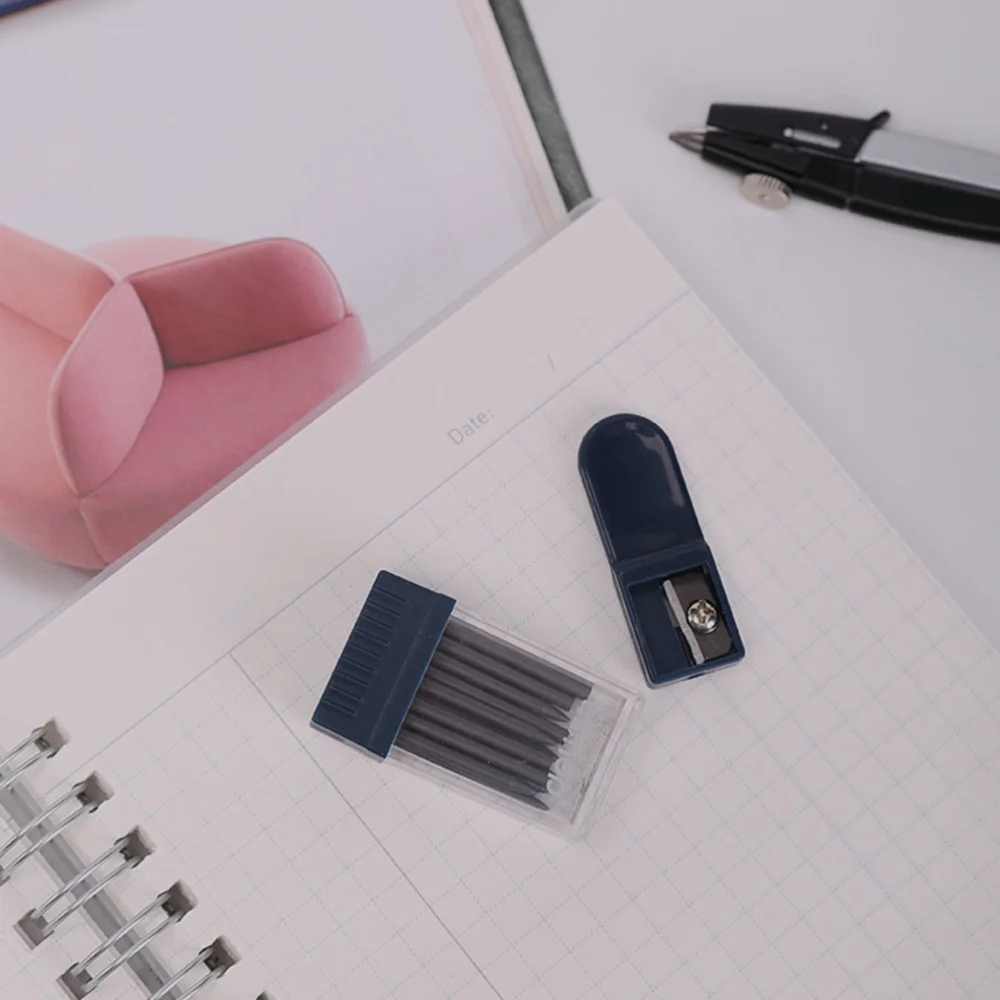 

2 Set 2mm Compass Core Replacement Pencil Lead Stationery with Pencil Sharpener for Students Drafting Tools Compasses Tool