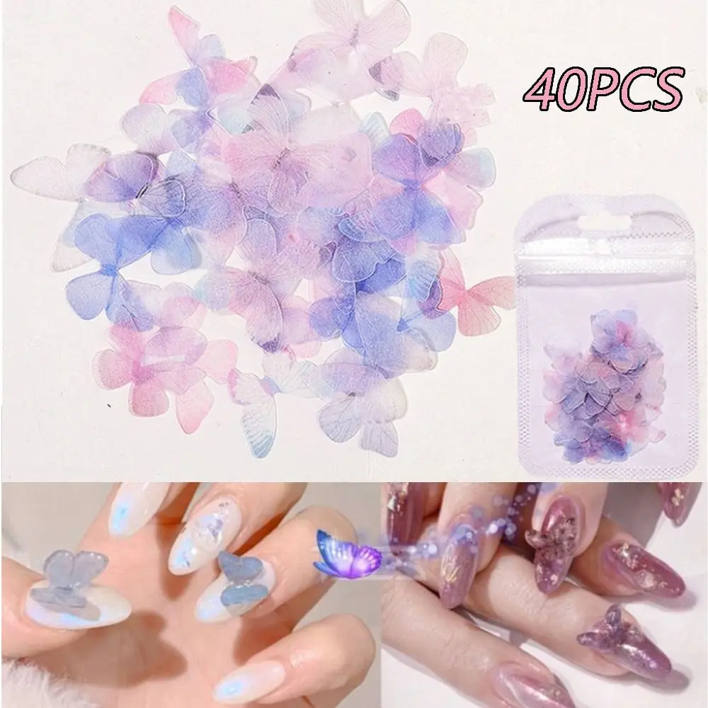 

40Pcs/Bag New Three-dimensional Resin Colorful DIY Art 3D Nail Flakes Butterfly Sequins Manicure Decorations