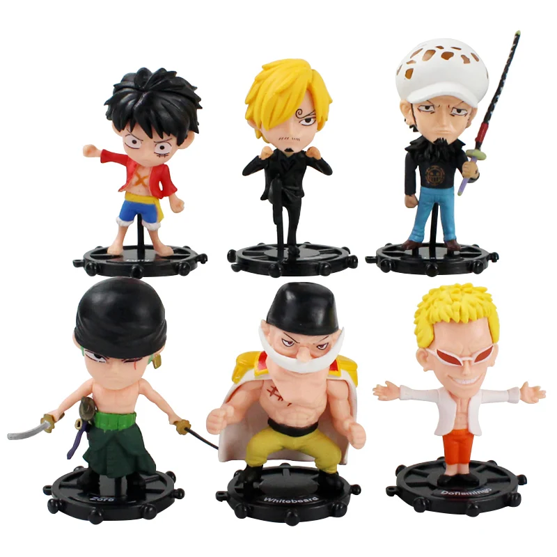 

6 шт./компл. аниме Luffy Sanji Zoro закон Эдвард Ньюгейт ПВХ Фигурки коллекционные модели игрушки Q Версия Мини-куклы