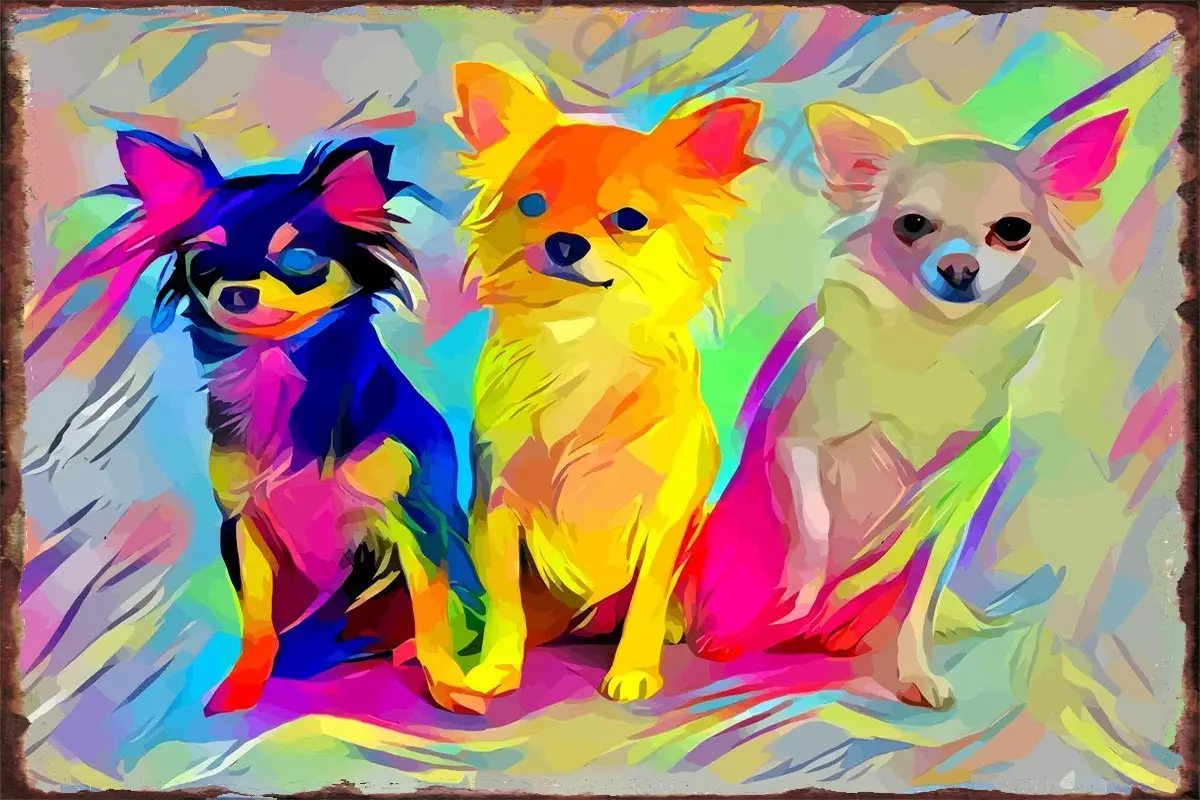 

Тройной декор для стен чихуахуа, декор для комнаты, Ретро винтажный металлический знак, жестяные таблички для художественного клуба, мужска...