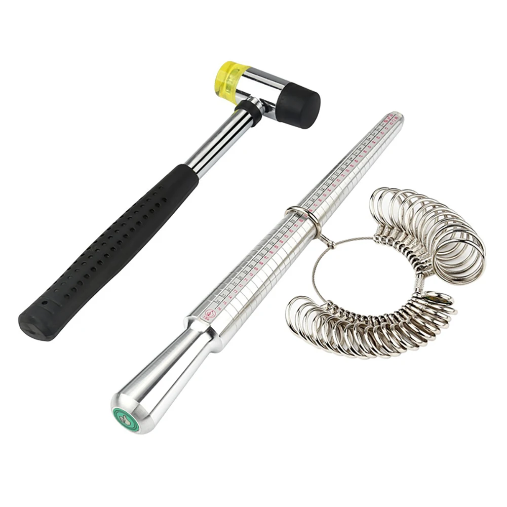 

Jewelry Measuring Tool Sets, with Aluminium Ring Size Sticks Ring Mandrel and Alloy American Calibration Ring Sizers