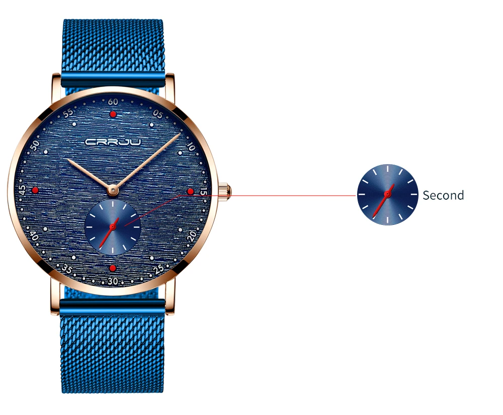 CRRJU Watch Men Fashion Business Watches Men's Casual Waterproof Quartz Wristwatch Blue Steel Clock Relogio Masculino