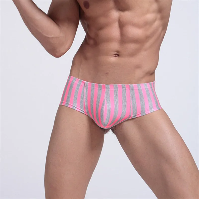 Мужские сексуальные трусы-брифы мужские полосатые Трусики-бикини с низкой