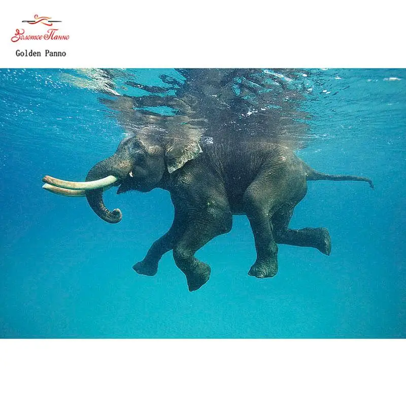 5d pintura diamante praa cheia Debaixo D gua elefante diamante mosaico bordado venda acessrios de costura decorao