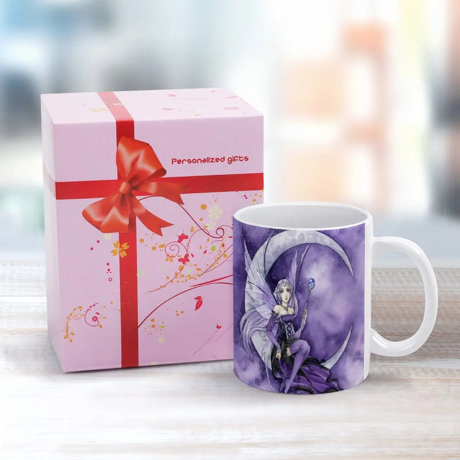 Кружка фиолетовая Луна в готическом стиле аниме креативный подарок для друзей и