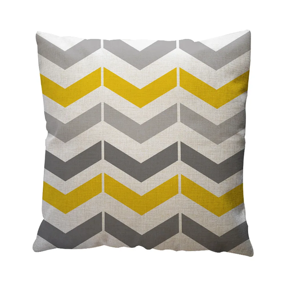 

Yellow Geometric Pattern Throw Pillow Case Cushion Cover Home Decor Cotton Linen