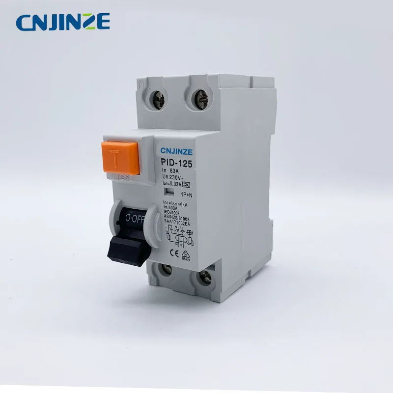 63A RCBO LE 1P+ N 230V~ 50 HZ/60 HZ Выключатель остаточного тока с защитой от перегрузки по току и утечки черная ручка