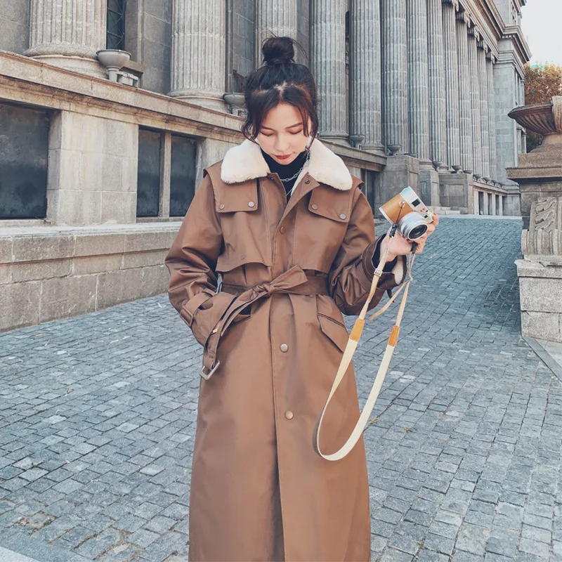 The  of Women's Winter Korean Loose Plush Thickened Medium and Long Work Clothes, Cotton Clothes and Cotton Clothes