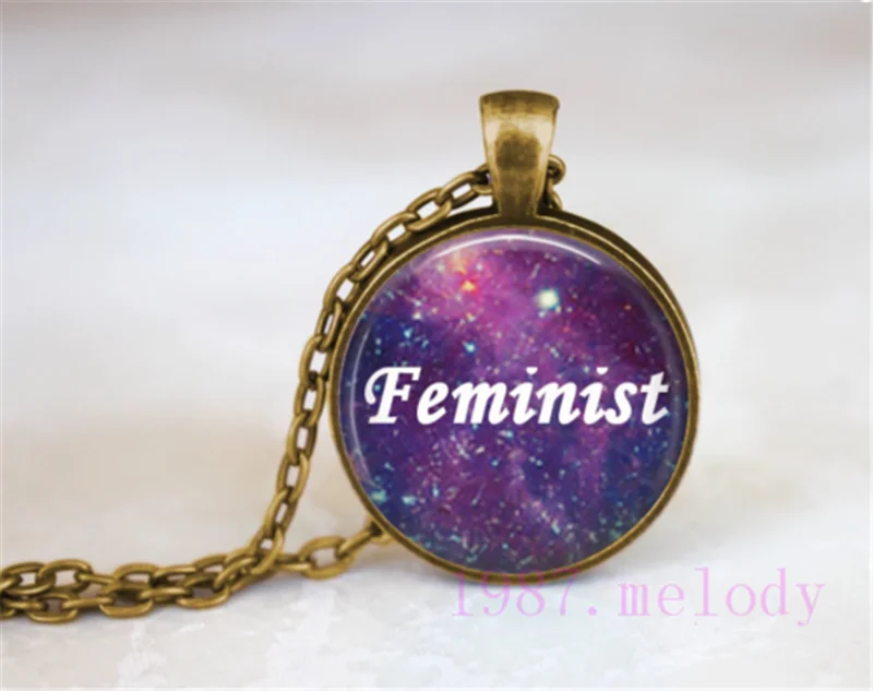 

Feminist Creative Vintage Photo Cabochon Glass Chain Necklace,Charm Women Pendants Fashion Jewelry Gifts