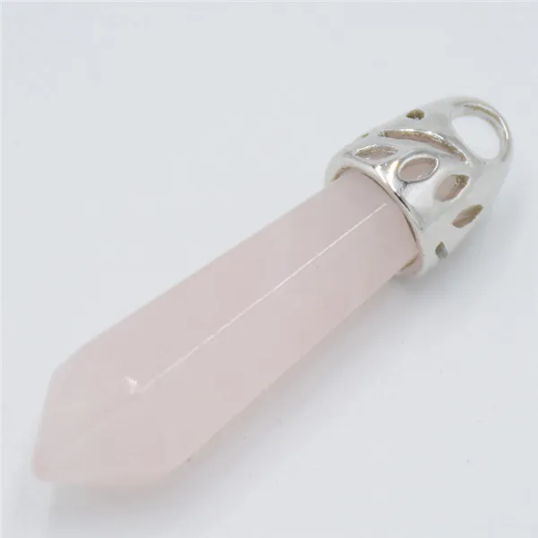 pink crystal Шестиугольная колонна натуральный камень кристалл тигровый глаз белый кварц Pendentif кулон для женщин талисманы чакра чокер ожерелье ювелирные изделия - Окраска металла: pink crystal